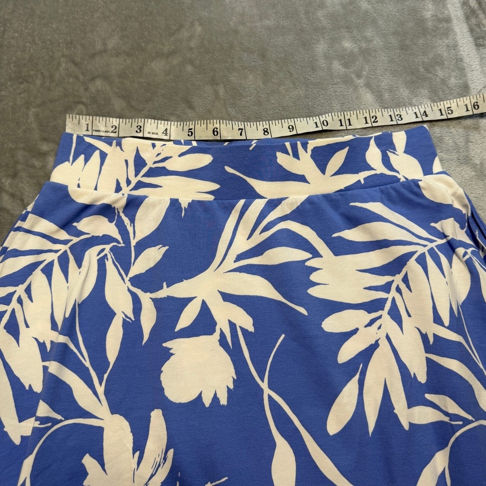 Pact Organic Cotton Floral Midi Skirt Blue Cream Tropical Pockets Size M - Picture 8 of 11